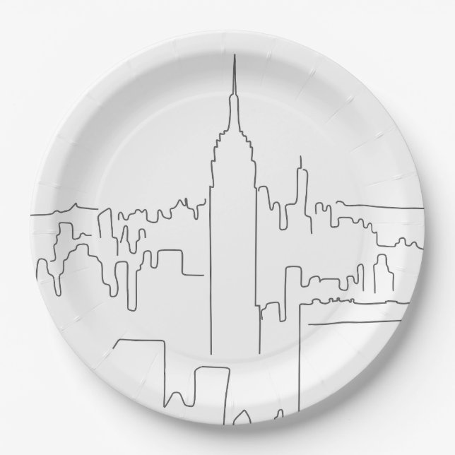 New York City Minimal Line Paper Plate (Front)