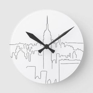 New York City Minimal Line Round Clock