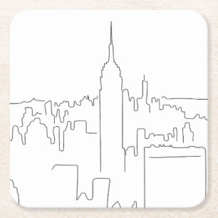 New York City Minimal Line Square Paper Coaster