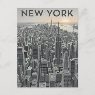 New York City Minimalist Skyline Art Postcard