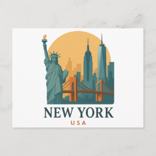 New York City Minimalist Vintage Travel Poster  Postcard