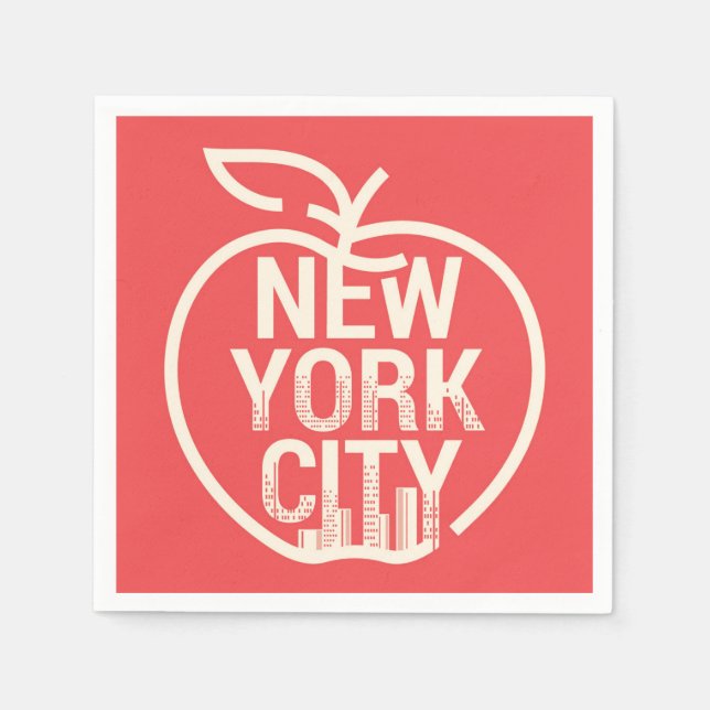 NEW YORK CITY Modern Big Apple Red   Napkin (Front)