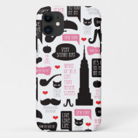 New York City moustache vintage pattern