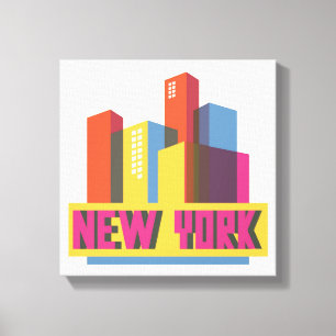 New York City Neon Skyline Canvas Print