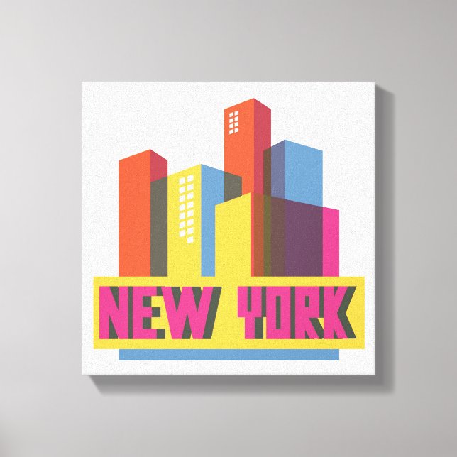 New York City | Neon Skyline Canvas Print (Front)