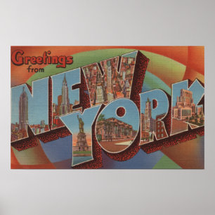 New York City, New York - Large Letter Scenes Poster