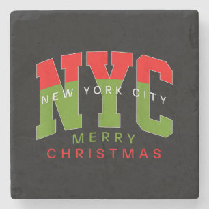 New York City New York Merry Christmas Travel Gift Stone Coaster