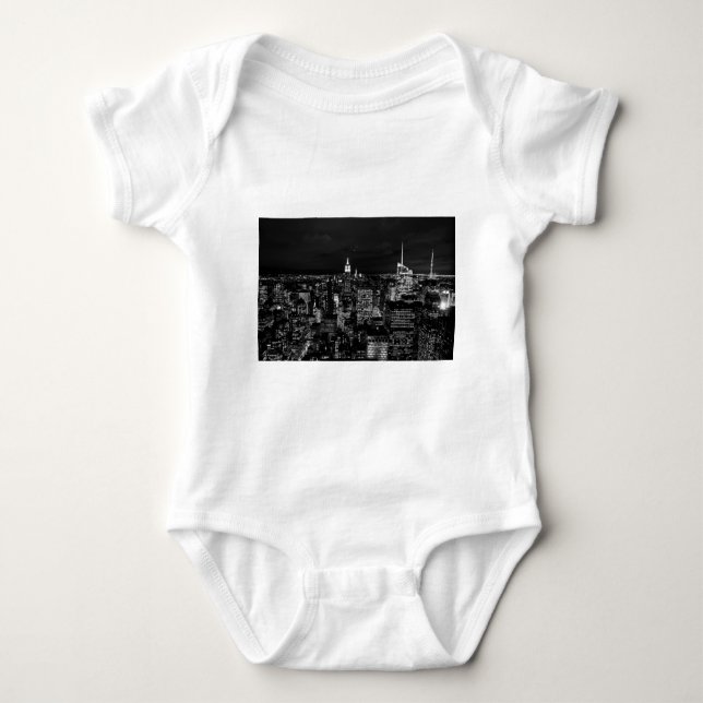New York City Night Skyline Baby Bodysuit (Front)
