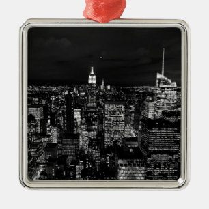 New York City Night Skyline Metal Tree Decoration