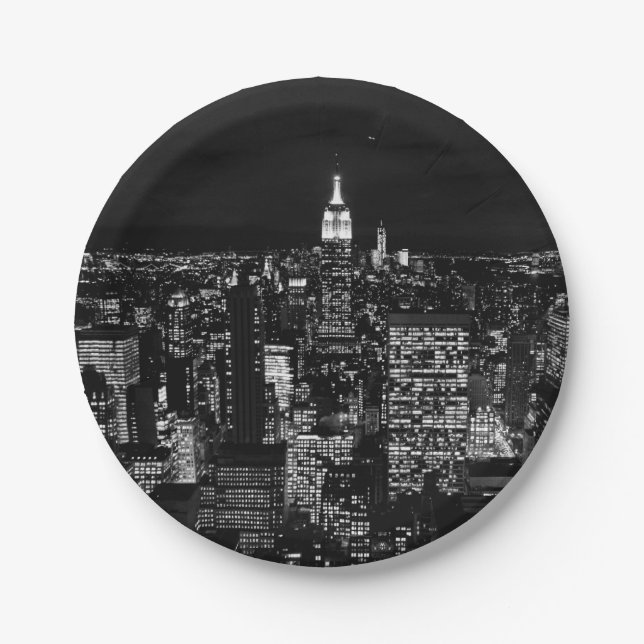 New York City night skyline Paper Plate (Front)