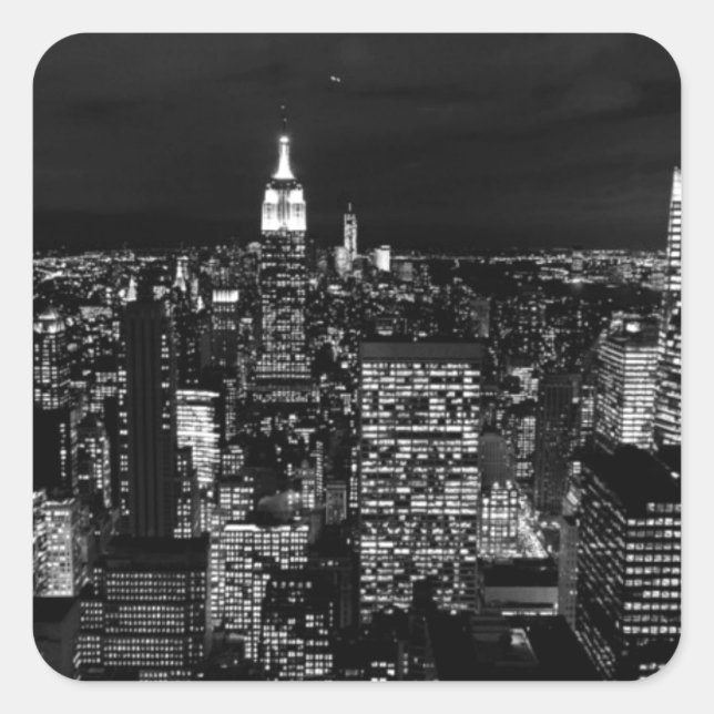 New York City Night Skyline Square Sticker (Front)