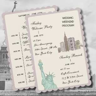 New York City NY Wedding Itinerary modern Program Programme