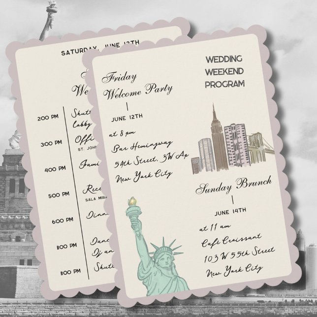 New York City NY Wedding Itinerary modern Program Programme (Creator Uploaded)