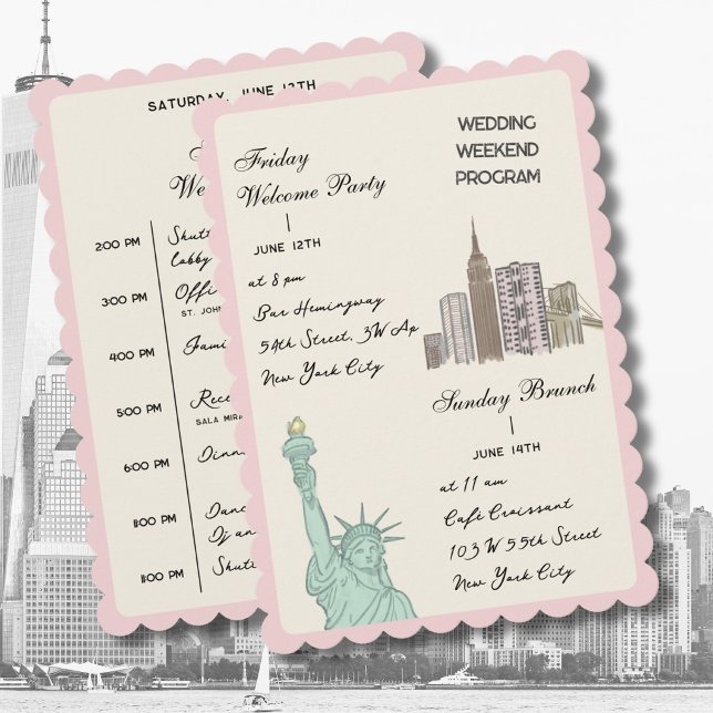 New York City NY Wedding Itinerary weekend Program Programme (Creator Uploaded)