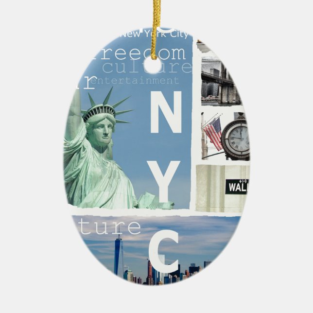 New York City Nyc Ceramic Tree Decoration (Front)