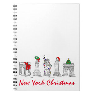 New York City NYC Christmas Landmarks Architecture Spiral Notebook
