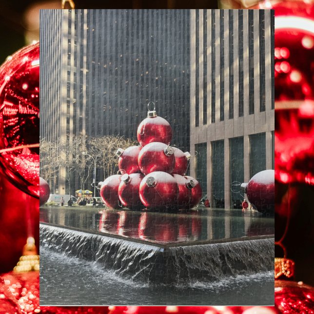 New York City NYC Christmas Snow Fountain Jigsaw Puzzle (NYC Christmas)