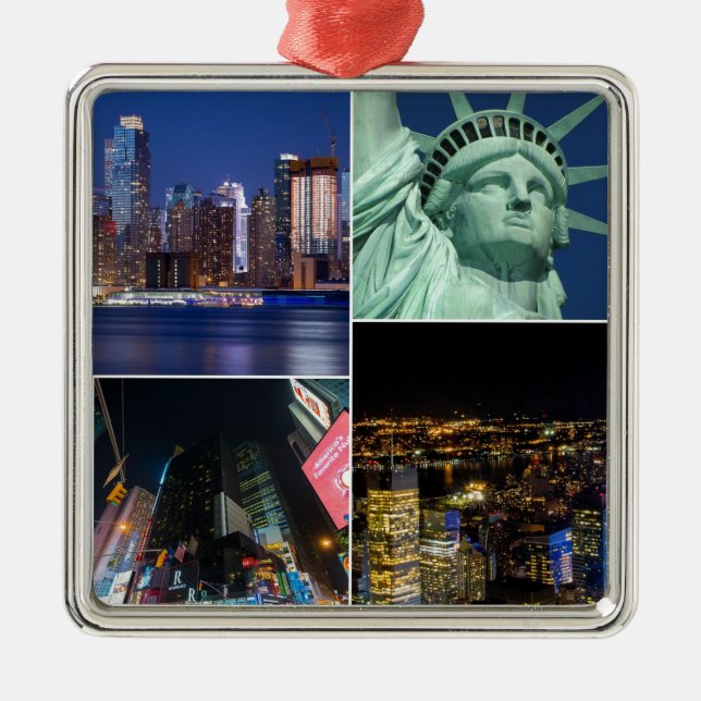 New York City NYC collage photo cityscape Metal Tree Decoration (Front)
