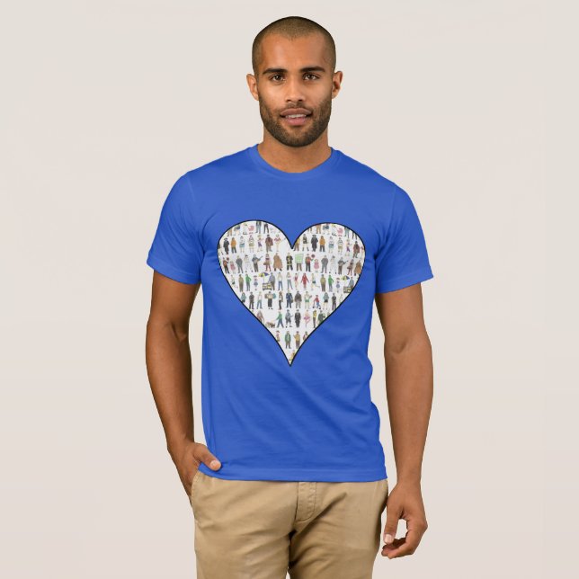 New York City NYC Five Boroughs Heart People T-Shirt (Front Full)