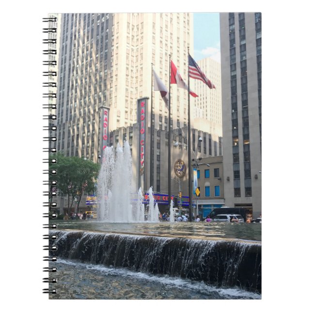 New York City NYC Fountain Sixth Avenue Photograph Spiral Notebook (Front)