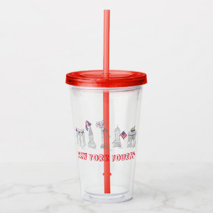 New York City NYC Fourth 4th of July Landmarks Acrylic Tumbler