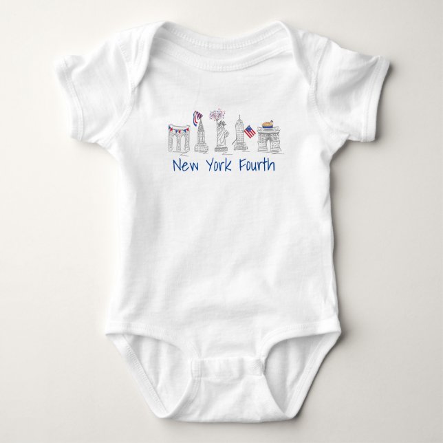 New York City NYC Fourth 4th of July USA America Baby Bodysuit (Front)