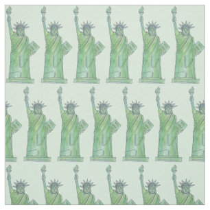 New York City NYC Green Statue Lady Liberty Torch Fabric