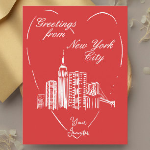 New York City NYC handpainted greeting Postcard