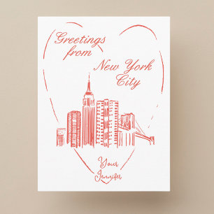 New York City NYC handpainted greeting Postcard