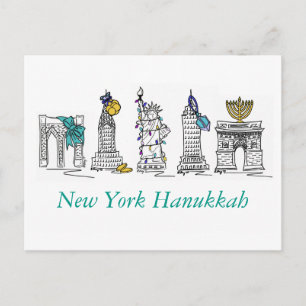 New York City NYC Hanukkah Chanukah Jewish Holiday Postcard