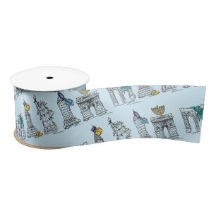 New York City NYC Hanukkah Landmarks Architecture Satin Ribbon