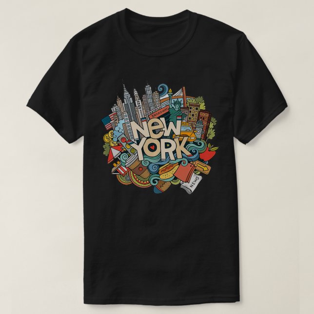 New York City NYC Iconic Skyline Big Apple Gift So T-Shirt (Design Front)