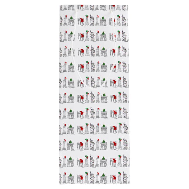 New York City NYC Landmark Christmas Xmas Wine Bag (Back)