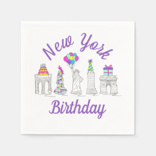 New York City NYC Landmarks Birthday Party Napkin