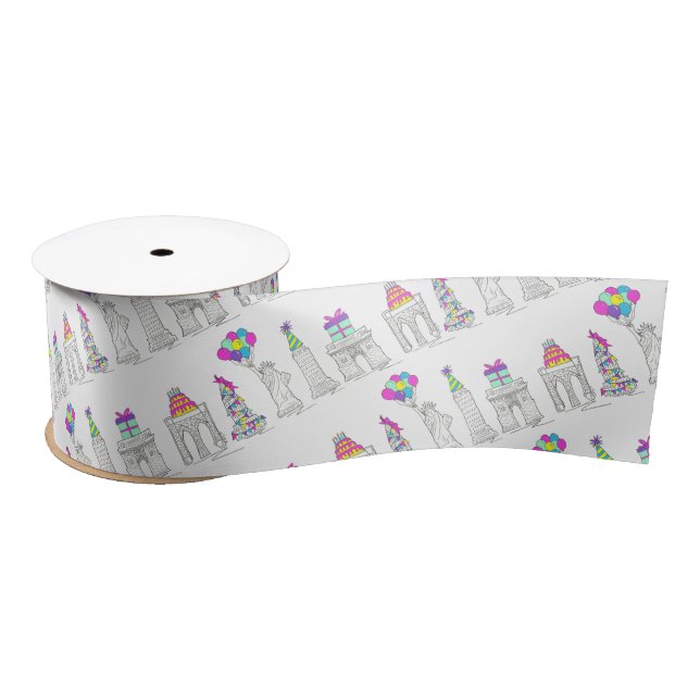 New York City NYC Landmarks Birthday Party Satin Ribbon (Spool)