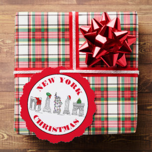 New York City NYC Landmarks Christmas Holiday Tree Decoration Card