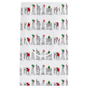 New York City NYC Landmarks Christmas Xmas Giftbag Small Gift Bag