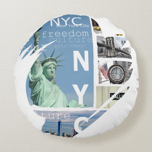 New York City Nyc Round Cushion (Front)