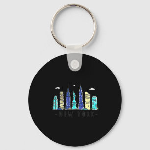 New York City Nyc Skyline Ny Watercolor Souvenir G Key Ring