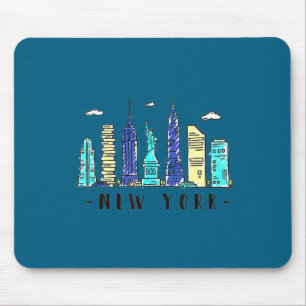 New York City Nyc Skyline Ny Watercolor Souvenir G Mouse Pad