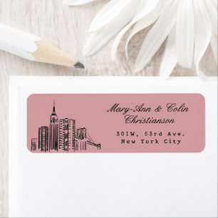 New York City NYC skyline Return Address Label