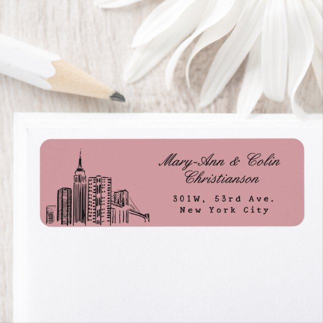 New York City NYC skyline Return Address Label (Insitu)