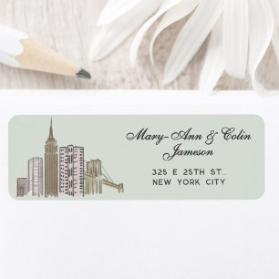 New York City NYC skyline Return Address Label