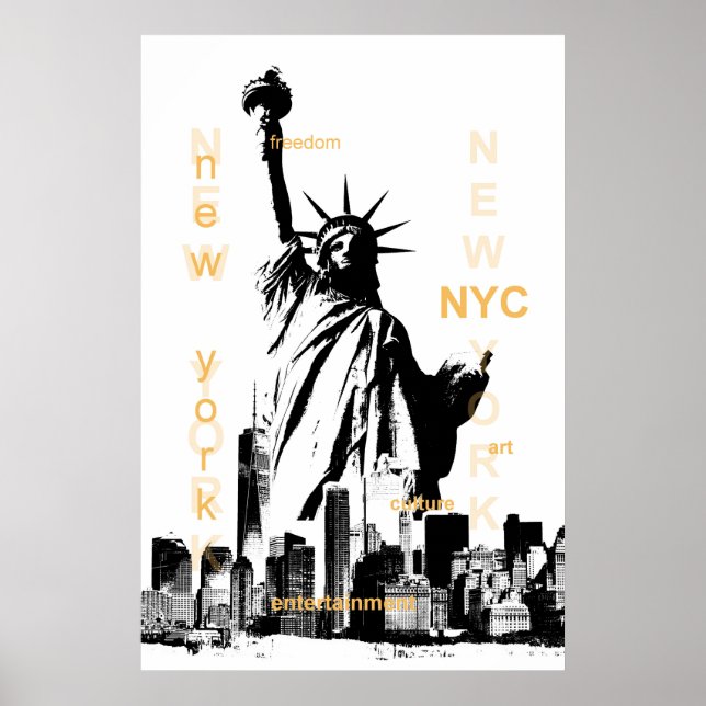 new york city nyc statue of liberty pop art poster (Front)
