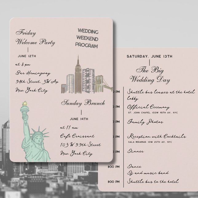 New York City NYC Wedding weekend Program Programme (Creator Uploaded)