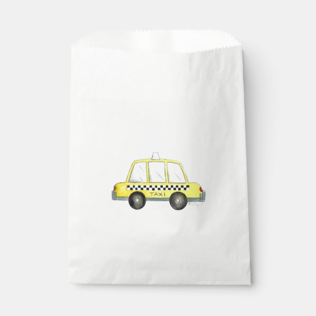 New York City NYC Yellow Chequered Taxi Cab Car Favour Bags (Front)
