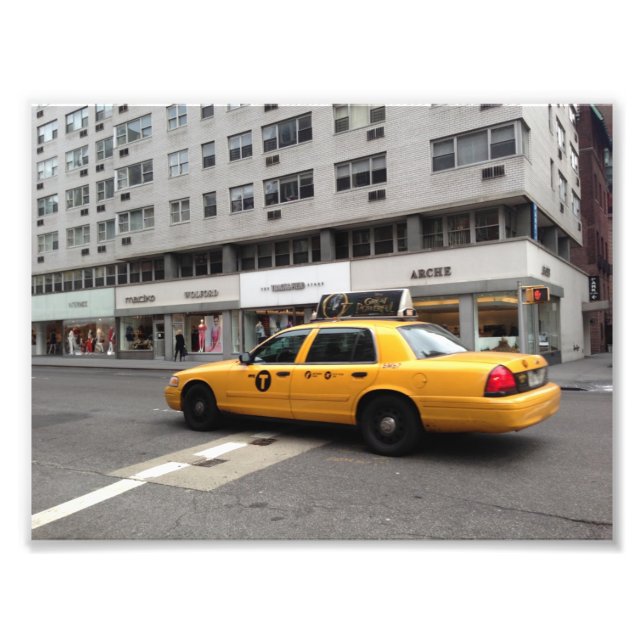 New York City NYC Yellow Chequered Taxi Cab Car Photo Print (Front)