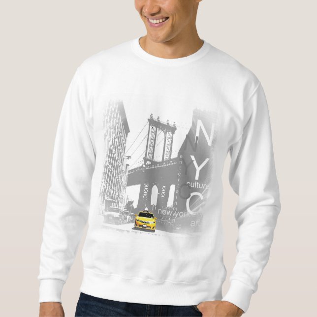 New York City Nyc Yellow Taxi Brooklyn Bridge Sweatshirt (Front)
