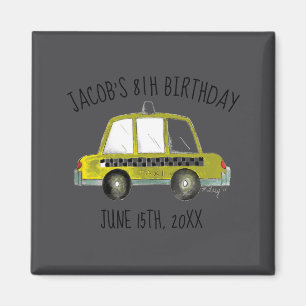 New York City Nyc Yellow Taxi Cab Birthday Party Magnet