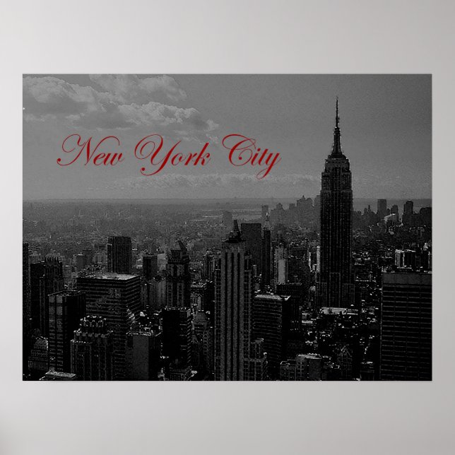 New York City Old Script Poster Print (Front)